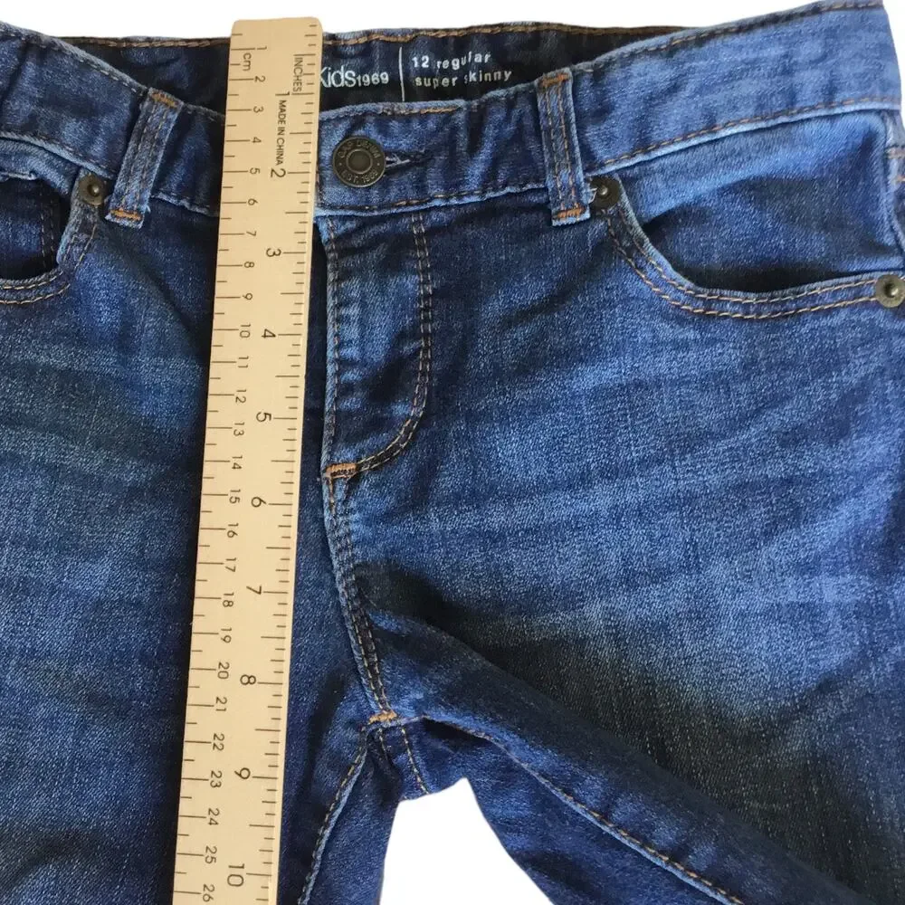 Gap Kids Jeans Dark Wash Adjustable Waist Super Skinny Stretchy Girls Size 12